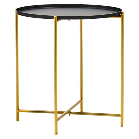 Tavira Black Metal Top Side Table Round With Gold Legs_2