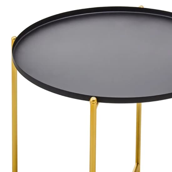 Tavira Black Metal Top Side Table Round With Gold Legs_3