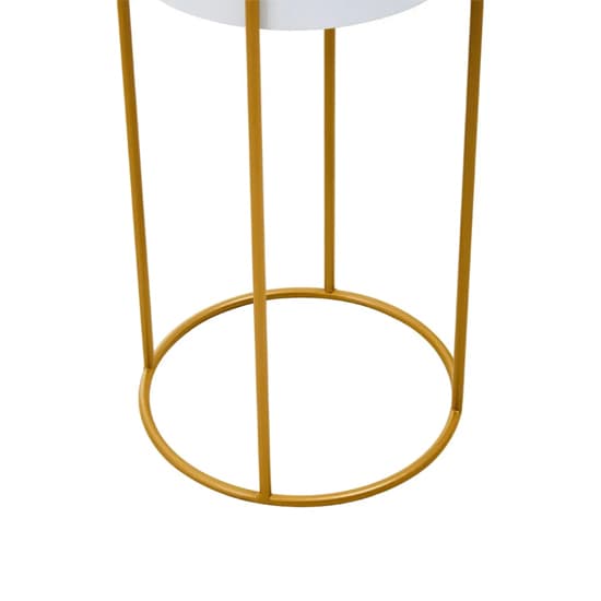 Tavira Large Metal Floor Standing Planter in White And Gold_4