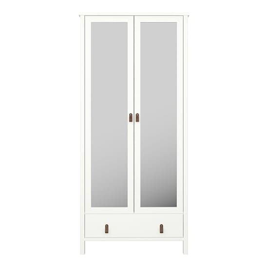 Tavira Mirrored Wardrobe With 2 Doors 1 Drawer In White_2