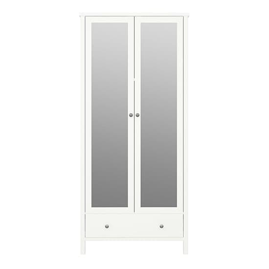 Tavira Mirrored Wardrobe 2 Doors 1 Drawer In White_2