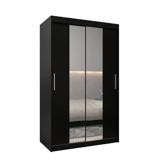 Tavira I Mirrored Wardrobe 2 Sliding Doors 120cm In Black_4