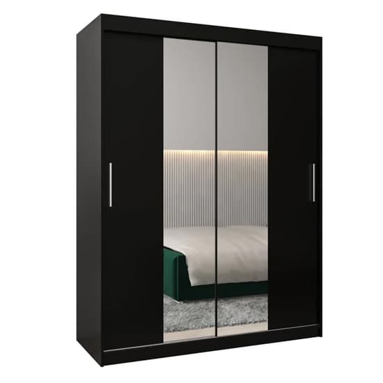 Tavira I Mirrored Wardrobe 2 Sliding Doors 150cm In Black_4