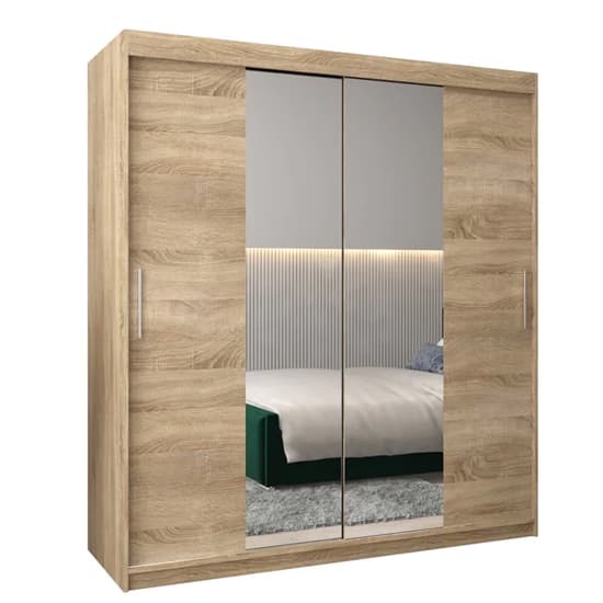 Tavira I Mirrored Wardrobe 2 Sliding Doors 180cm In Sonoma Oak_4