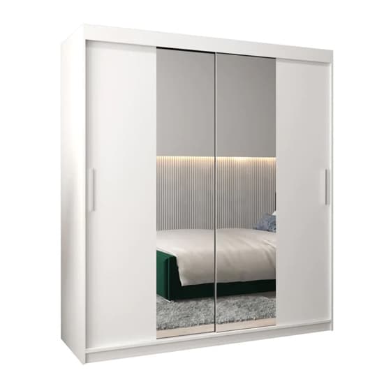 Tavira I Mirrored Wardrobe 2 Sliding Doors 180cm In White_4