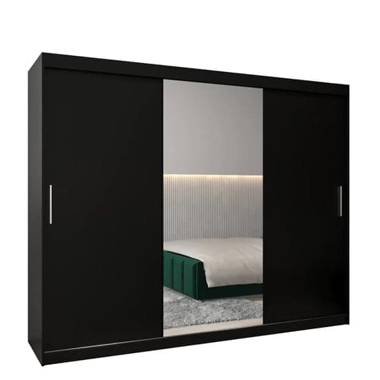 Tavira I Mirrored Wardrobe 3 Sliding Doors 250cm In Black_4