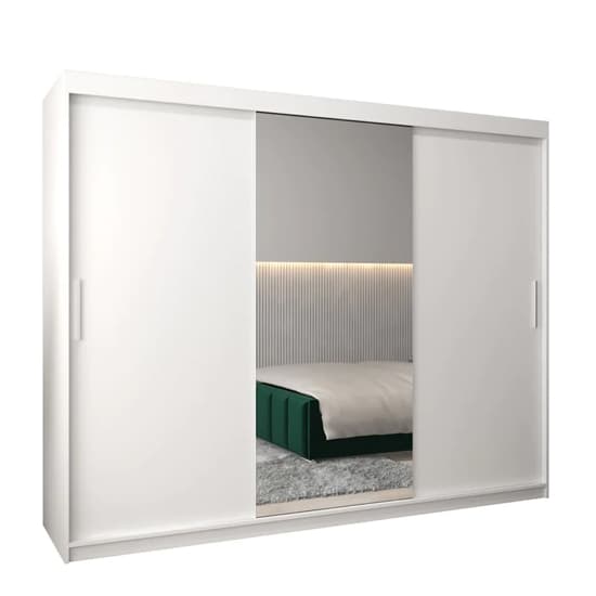 Tavira I Mirrored Wardrobe 3 Sliding Doors 250cm In White_4