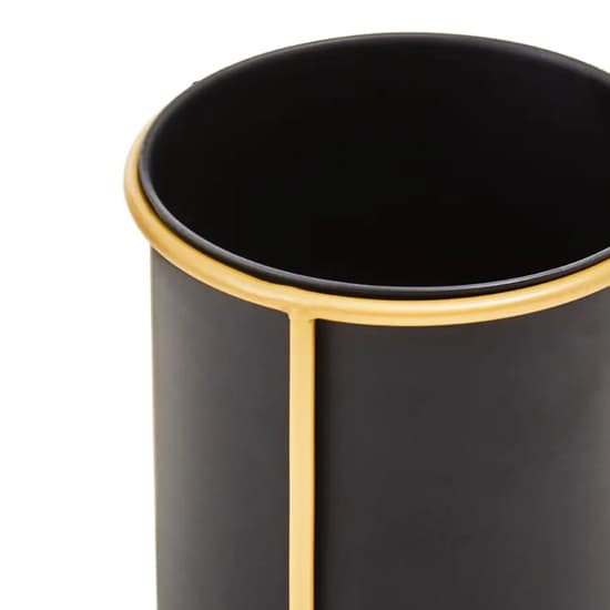 Tavira Small Metal Floor Standing Planter In Black And Gold_3