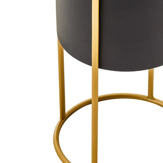 Tavira Small Metal Floor Standing Planter In Black And Gold_4