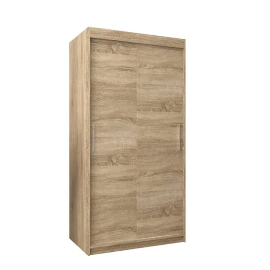 Tavira Wooden Wardrobe 2 Sliding Doors 100cm In Sonoma Oak_4