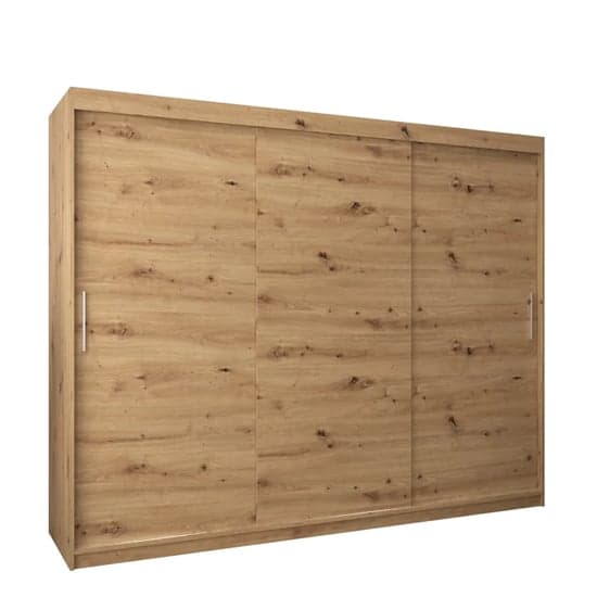 Tavira Wooden Wardrobe 3 Sliding Doors 250cm In Artisan Oak_4