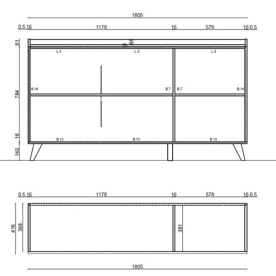 Tavira Wooden Sideboard 3 Doors In Slate Effect And Lead Grey_3