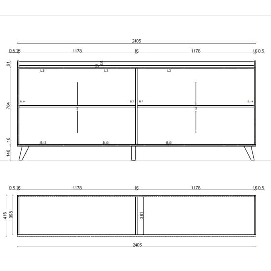 Tavira Wooden Sideboard 4 Doors In Slate Effect And Lead Grey_3