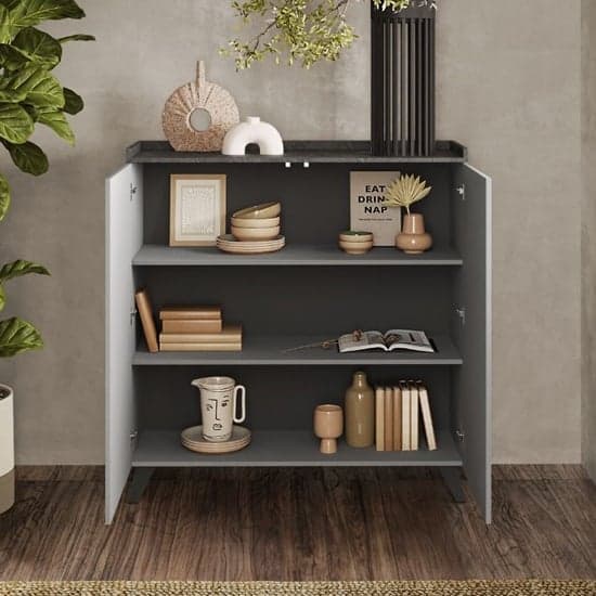 Tavira Wooden Storage Cabinet 2 Doors In Slate Effect Lead Grey_2