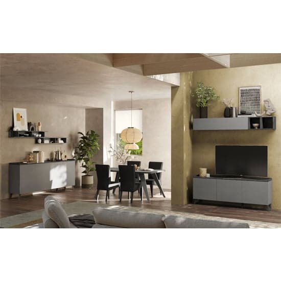 Tavira Wooden TV Stand 3 Doors In Slate Effect And Lead Grey_4