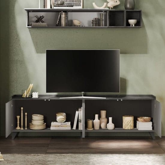 Tavira Wooden TV Stand 4 Doors In Slate Effect And Lead Grey_2