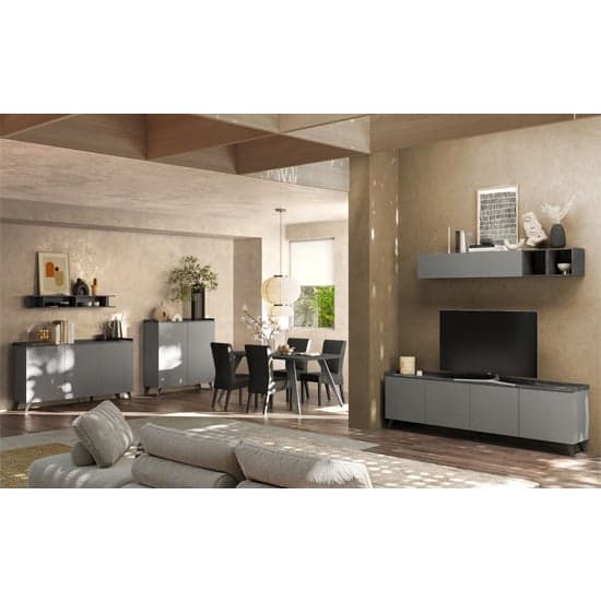 Tavira Wooden TV Stand 4 Doors In Slate Effect And Lead Grey_4
