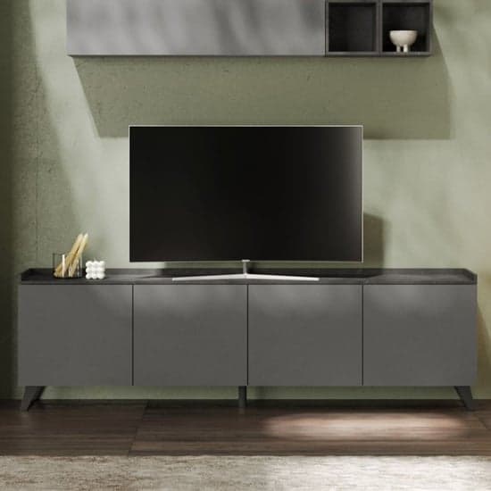 Tavira Wooden TV Stand 4 Doors In Slate Effect And Lead Grey_1