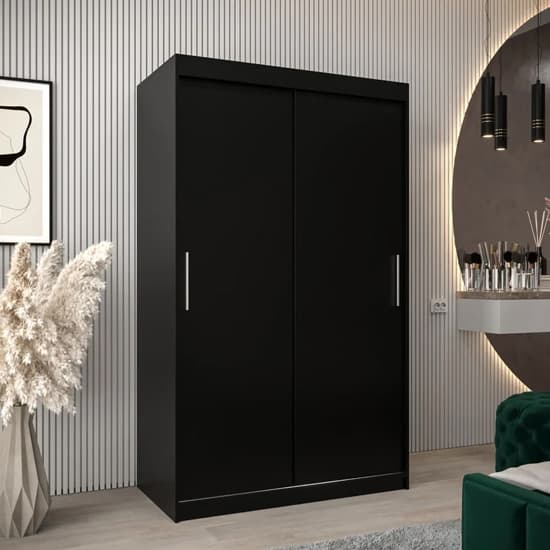 Tavira Wooden Wardrobe 2 Sliding Doors 120cm In Black_1