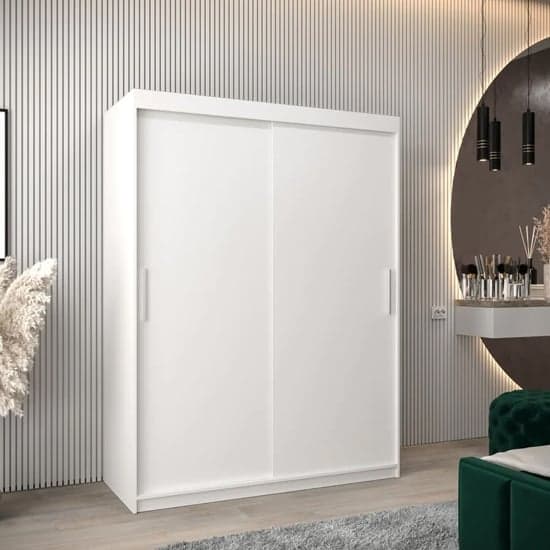 Tavira Wooden Wardrobe 2 Sliding Doors 150cm In White_1