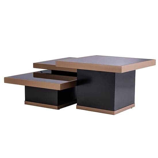 Tavor Set Of 3 Black Glass Coffee Table In Brushed Brass_2