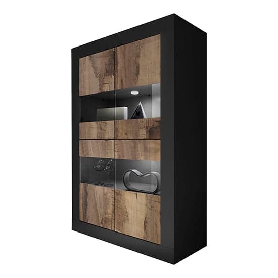 Taylor Matt Black And Pero Display Cabinet With 4 Doors And LED_2