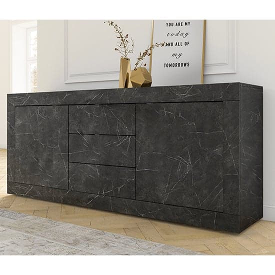 Taylor Sideboard With 2 Doors 3 Drawers In Black Marble Effect_2