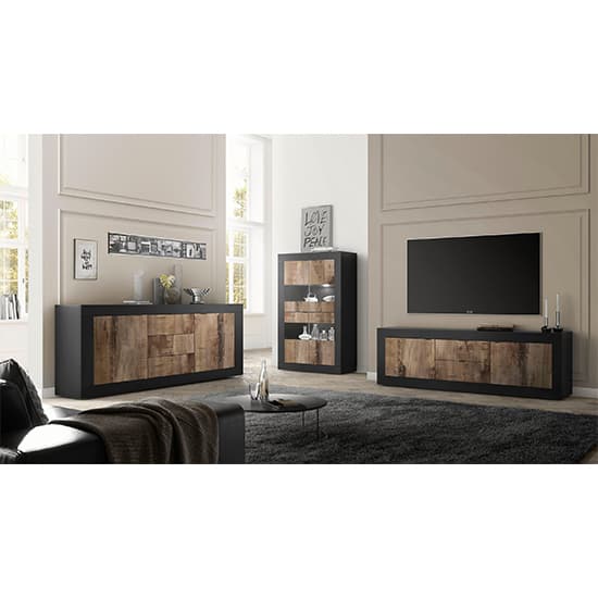 Taylor Sideboard With 2 Doors 3 Drawers In Matt Black And Pero_4
