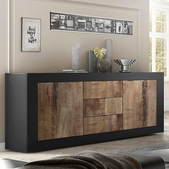 Taylor Sideboard With 2 Doors 3 Drawers In Matt Black And Pero_1