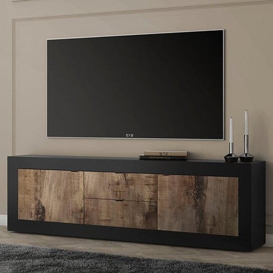 Taylor TV Stand With 2 Doors 2 Drawers In Matt Black And Pero_1
