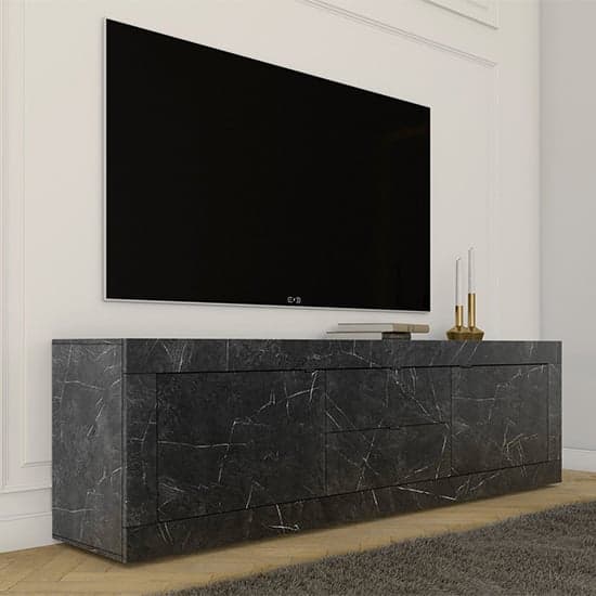 Taylor TV Stand With 2 Doors 3 Drawers In Black Marble Effect_2