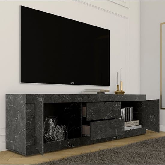 Taylor TV Stand With 2 Doors 3 Drawers In Black Marble Effect_3