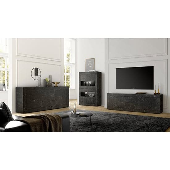 Taylor TV Stand With 2 Doors 3 Drawers In Black Marble Effect_6