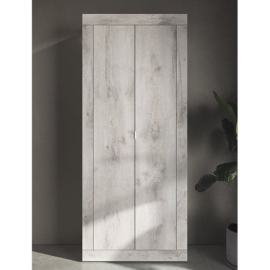 Taylor Wooden Wardrobe With 2 Doors In White Oak Pinie_1