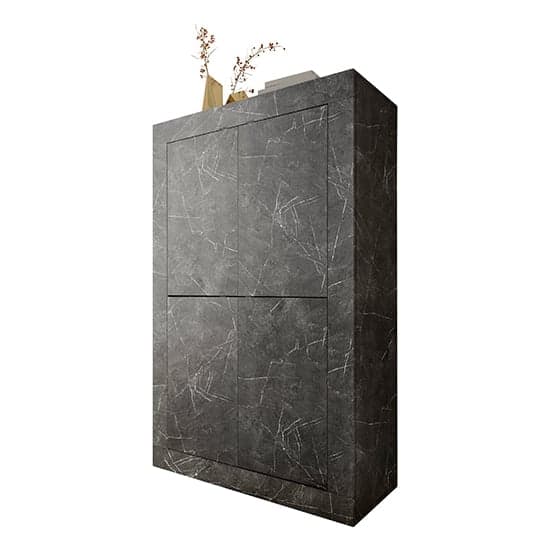 Taylor Wooden Highboard With 4 Doors In Black Marble Effect_3