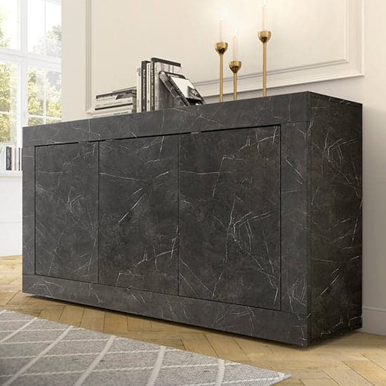 Taylor Wooden Sideboard With 3 Doors In Black Marble Effect_1
