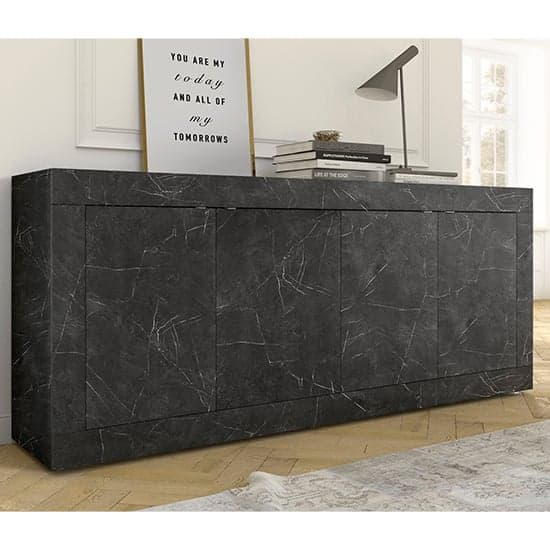 Taylor Wooden Sideboard With 4 Doors In Black Marble Effect_2