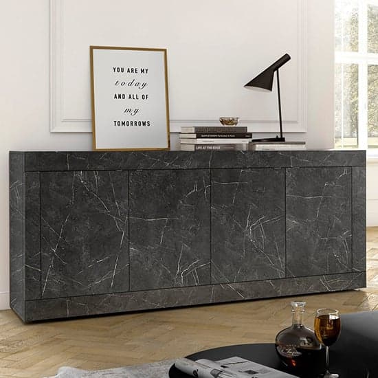Taylor Wooden Sideboard With 4 Doors In Black Marble Effect_1