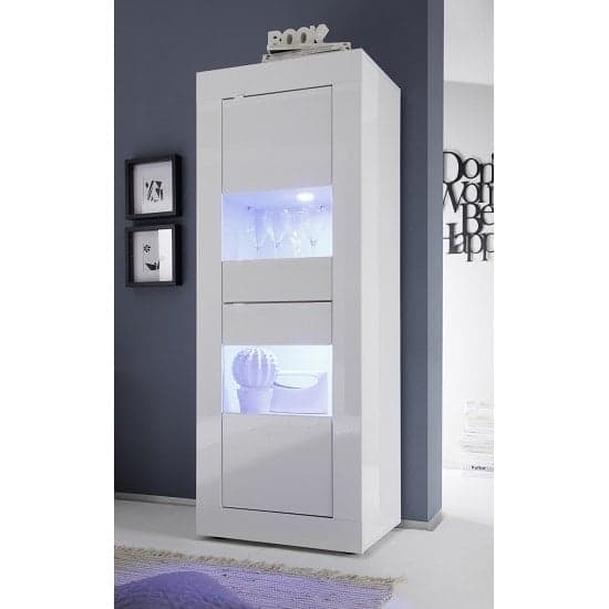 Taylor Display Cabinet In White High Gloss With 2 Doors And LED_1