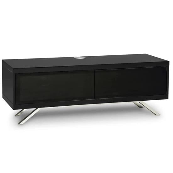 Tavin High Gloss TV Stand With 2 Storage Compartments In Black_3