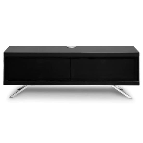 Tavin High Gloss TV Stand With 2 Storage Compartments In Black_4