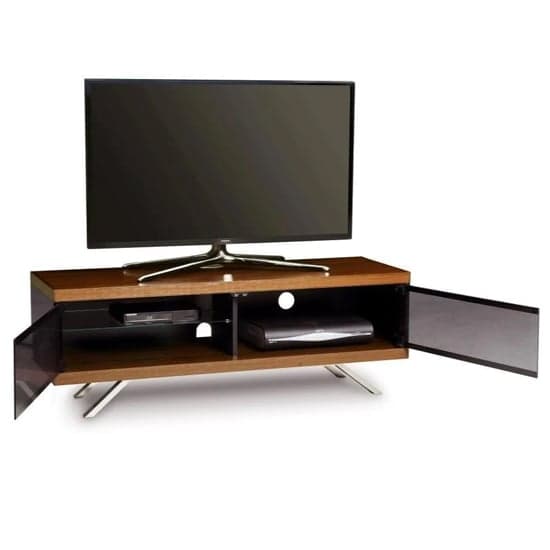 Tavin High Gloss TV Stand With 2 Storage Compartments In Walnut_2