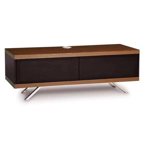 Tavin High Gloss TV Stand With 2 Storage Compartments In Walnut_5