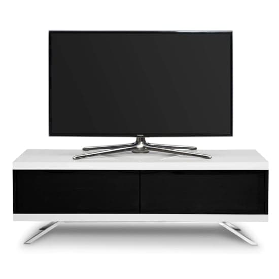 Tavin High Gloss TV Stand With 2 Storage Compartments In White_3