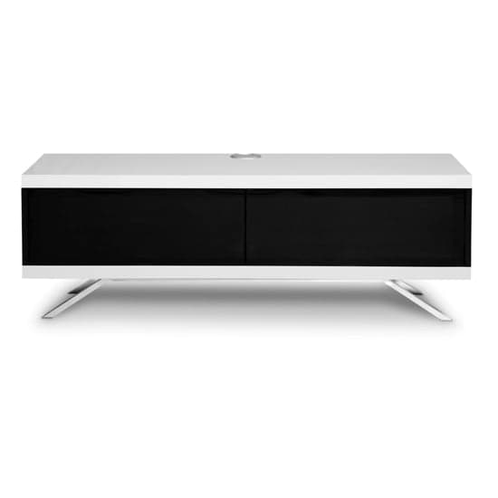 Tavin High Gloss TV Stand With 2 Storage Compartments In White_5