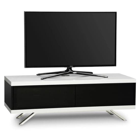 Tavin High Gloss TV Stand With 2 Storage Compartments In White_1
