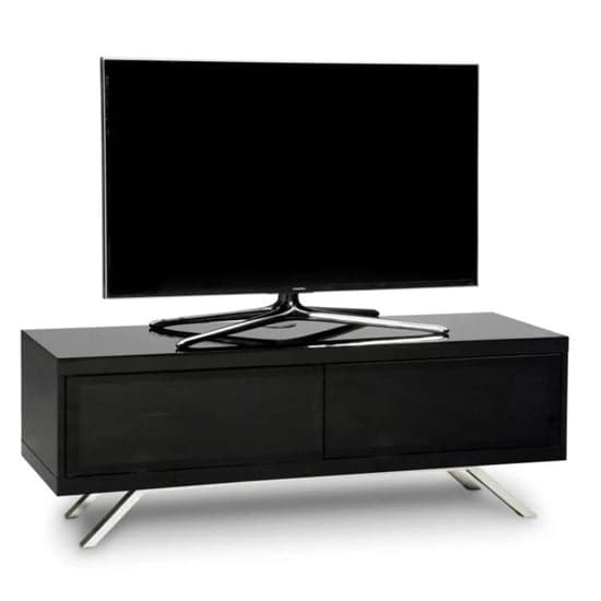 Tavin High Gloss TV Stand With 2 Storage Compartments In Black_1