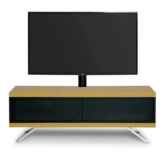 Tavin Ultra High Gloss TV Stand With 2 Compartments In Oak_2