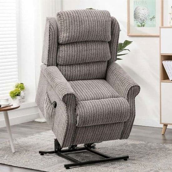 Tegmine Fabric Electric Lift And Tilt Recliner Armchair In Latte_2
