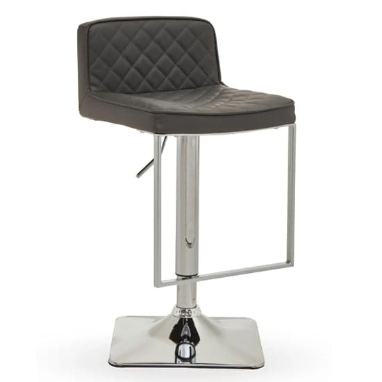 Baino Grey Leather Bar Chairs With Chrome Footrest In A Pair_2